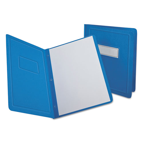 Image of Oxford Title Panel And Border Front Report Cover, 3-Prong Fastener, Panel And Border Cover, 0.5" Cap, 8.5 X 11, Light Blue, 25/box