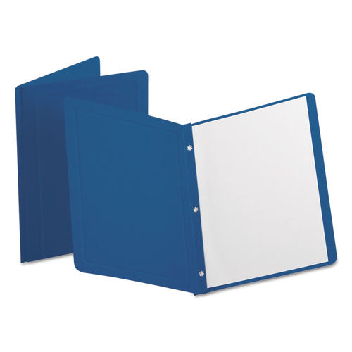 Image of Oxford Title Panel And Border Front Report Cover, Three-Prong Fastener, 0.5" Capacity, Dark Blue/dark Blue, 25/box
