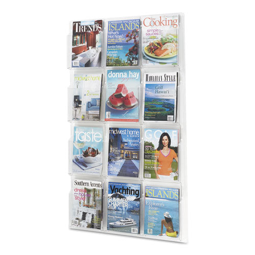 Image of Safco® Reveal Clear Literature Displays, 12 Compartments, 30w X 2d X 49h, Clear