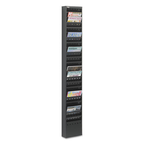 Image of Safco® Steel Magazine Rack, 23 Compartments, 10w X 4d X 65.5h, Black