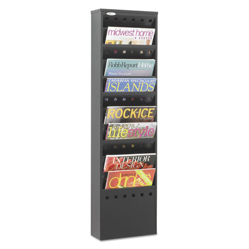 Image of Safco® Steel Magazine Rack, 11 Compartments, 10w X 4d X 36.25h, Black