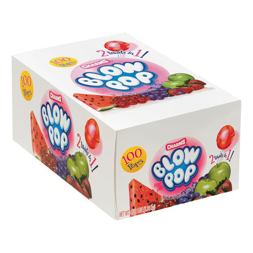 Image of Charms® Blow Pops, 0.8 Oz, Assorted Fruity Flavors, 100/box