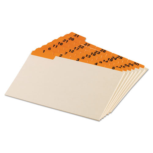 Image of Oxford Manila Index Card Guides With Laminated Tabs, 1/5-Cut Top Tab, 1 To 31, 5 X 8, Manila, 31/set