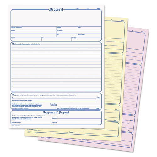 Image of Adams® Contractor Proposal Form, Three-Part Carbonless, 8.5 x 11.44, 50 Forms Total