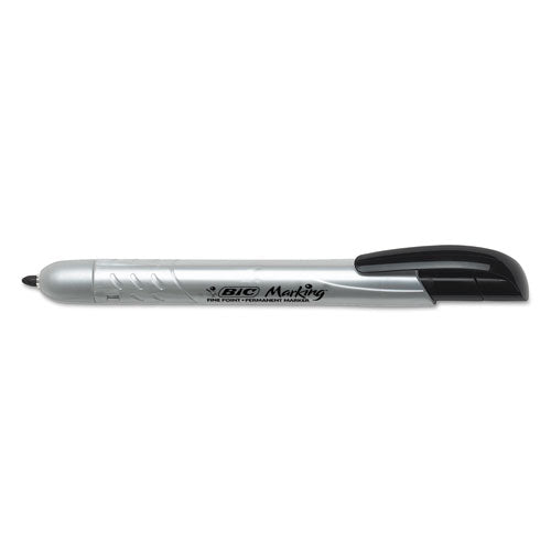 Image of BIC® Intensity Retractable Permanent Marker, Fine Bullet Tip, Black, Dozen