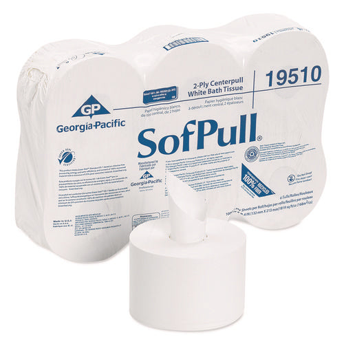 Image of Georgia Pacific® Professional High Capacity Center Pull Tissue, Septic Safe, 2-Ply, White, 1,000/Roll, 6 Rolls/Carton