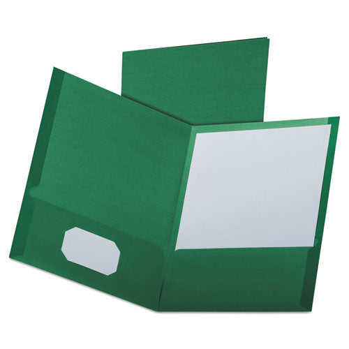 Image of Oxford Linen Finish Twin Pocket Folders, 100-Sheet Capacity, 11 X 8.5, Hunter Green, 25/box