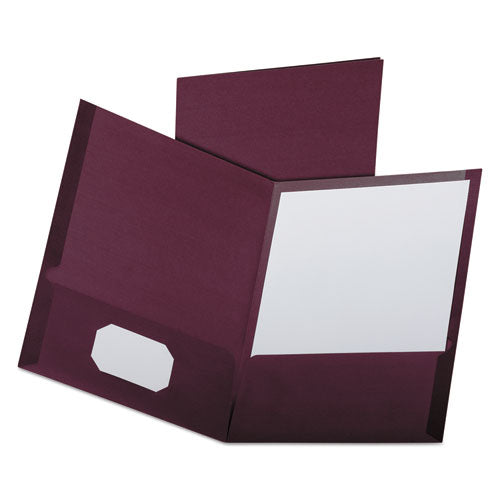 Image of Oxford Linen Finish Twin Pocket Folders, 100-Sheet Capacity, 11 X 8.5, Burgundy, 25/box