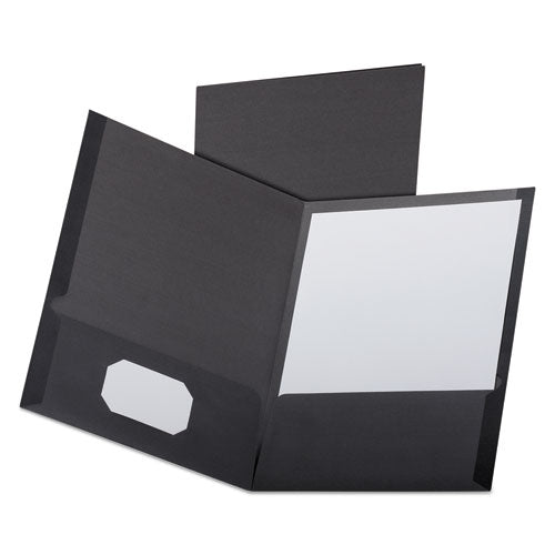 Image of Oxford Linen Finish Twin Pocket Folders, 100-Sheet Capacity, 11 X 8.5, Black, 25/box