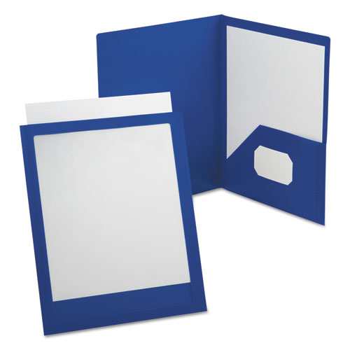 Image of Oxford Viewfolio Polypropylene Portfolio, 100-Sheet Capacity, 11 X 8.5, Clear/blue