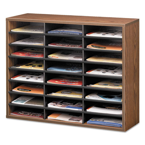 Image of Fellowes® Literature Organizer, 24 Letter Compartments, 29 x 11.88 x 23.44, Medium Oak