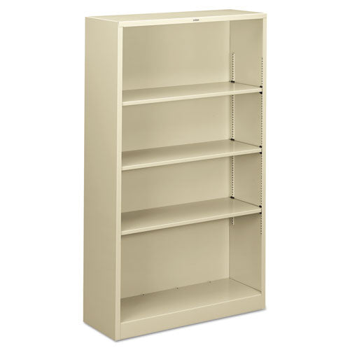 Image of HON® Metal Bookcase, Four-Shelf, 34.5w x 12.63d x 59h, Putty
