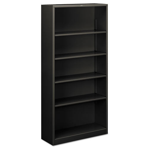 Image of HON® Metal Bookcase, Five-Shelf, 34.5w x 12.63d x 71h, Charcoal