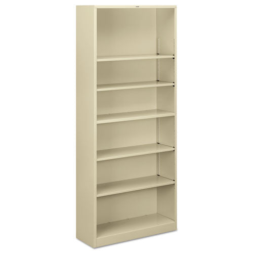 Image of HON® Metal Bookcase, Six-Shelf, 34.5w x 12.63d x 81.13h, Putty