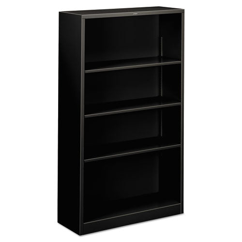 Image of HON® Metal Bookcase, Four-Shelf, 34.5w x 12.63d x 59h, Black