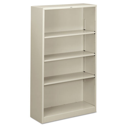 Image of HON® Metal Bookcase, Four-Shelf, 34.5w x 12.63d x 59h, Light Gray