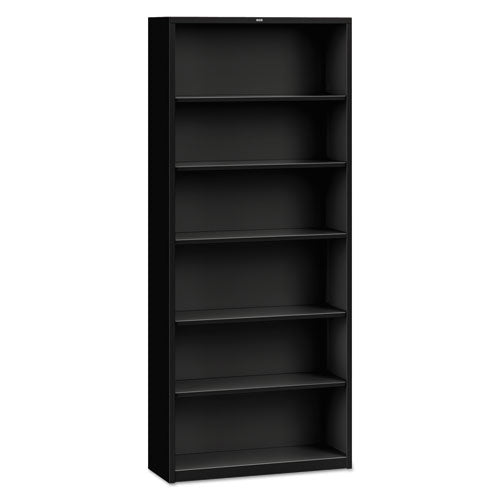 Image of HON® Metal Bookcase, Six-Shelf, 34.5w x 12.63d x 81.13h, Black