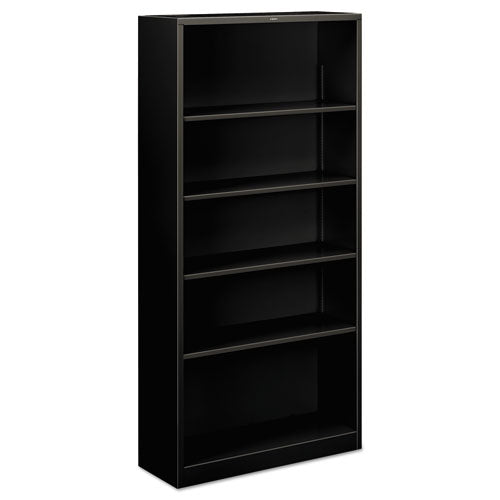 Image of HON® Metal Bookcase, Five-Shelf, 34.5w x 12.63w x 71h, Black