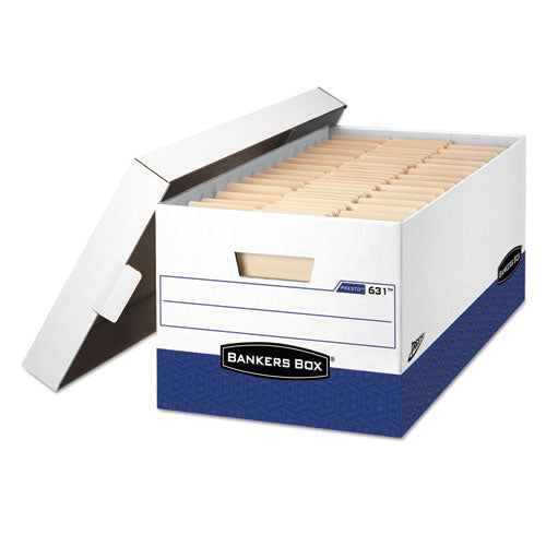 Image of Bankers Box® PRESTO Heavy-Duty Storage Boxes, Letter Files, 13" x 25.38" x 10.5", White/Blue, 12/Carton