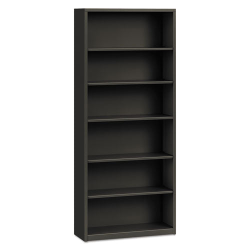 Image of HON® Metal Bookcase, Six-Shelf, 34.5w x 12.63d x 81.13h, Charcoal