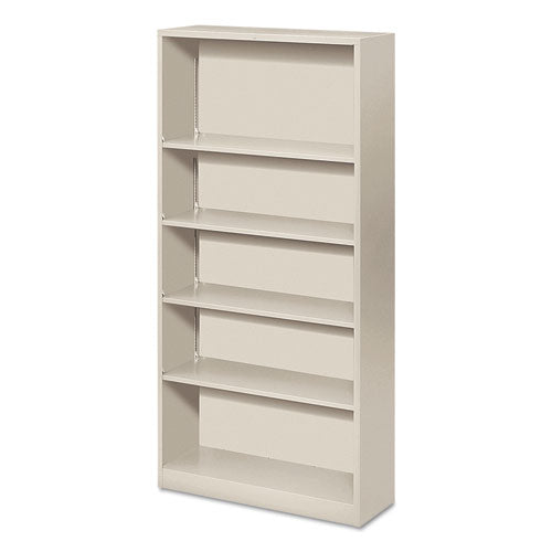 Image of HON® Metal Bookcase, Five-Shelf, 34.5w x 12.63d x 71h, Light Gray