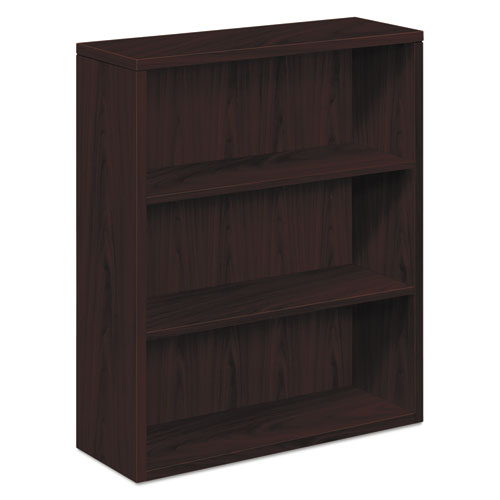 Image of HON® 10500 Series Laminate Bookcase, Three-Shelf, 36w x 13.13d x 43.38h, Mahogany