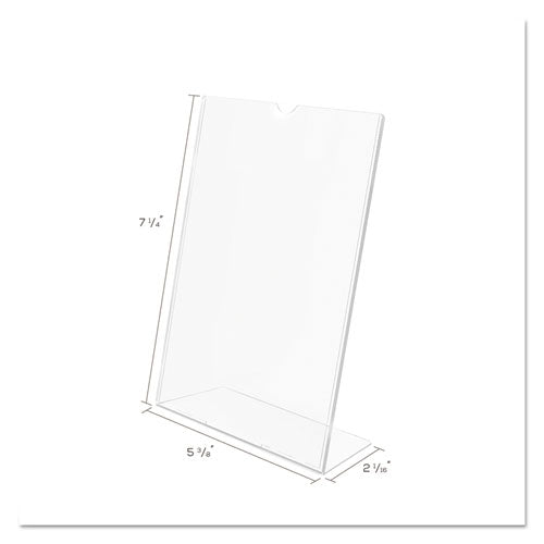 Image of deflecto® Superior Image Slanted Sign Holder, Portrait, 5 X 7 Insert, Clear