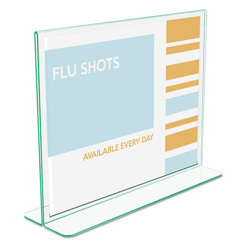 Image of deflecto® Superior Image Premium Green Edge Sign Holders, 11 x 8.5 Insert, Clear/Green