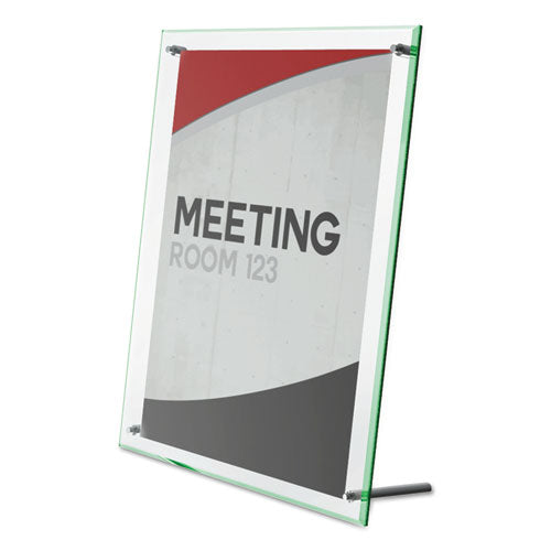 Image of deflecto® Superior Image Beveled Edge Sign Holder, Letter Insert, Clear/green-Tinted Edges