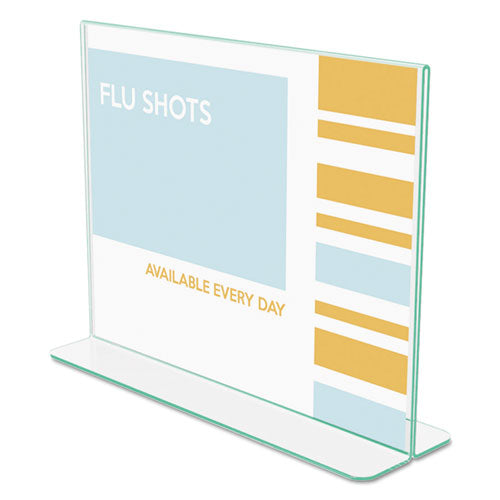 Image of deflecto® Superior Image Premium Green Edge Sign Holders, 11 x 8.5 Insert, Clear/Green