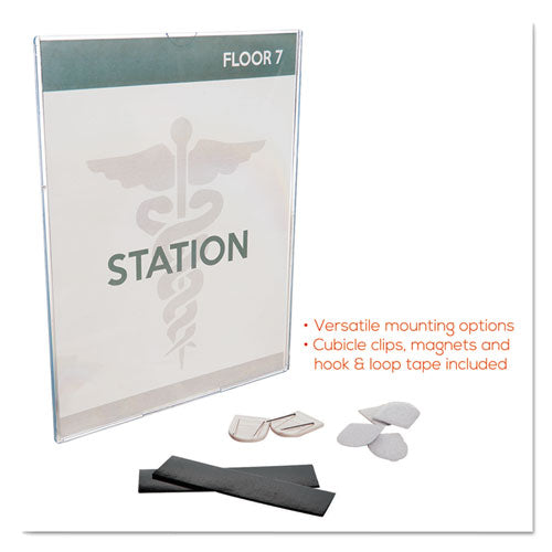 Image of deflecto® Superior Image Cubicle Sign Holder, 8.5 x 11 Insert, Clear