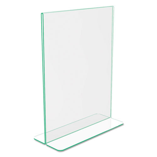 Image of deflecto® Superior Image Premium Green Edge Sign Holders, 8.5 x 11 Insert, Clear/Green