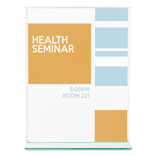 Image of deflecto® Superior Image Premium Green Edge Sign Holders, 8.5 x 11 Insert, Clear/Green