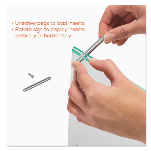 Image of deflecto® Superior Image Beveled Edge Sign Holder, Letter Insert, Clear/green-Tinted Edges