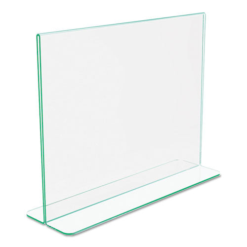 Image of deflecto® Superior Image Premium Green Edge Sign Holders, 11 x 8.5 Insert, Clear/Green