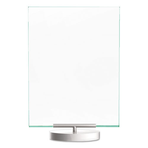 Image of deflecto® Superior Image Swivel Sign Holder w/Green Edge, 8.5 x 11 Insert, Silver Base