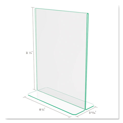 Image of deflecto® Superior Image Premium Green Edge Sign Holders, 8.5 x 11 Insert, Clear/Green