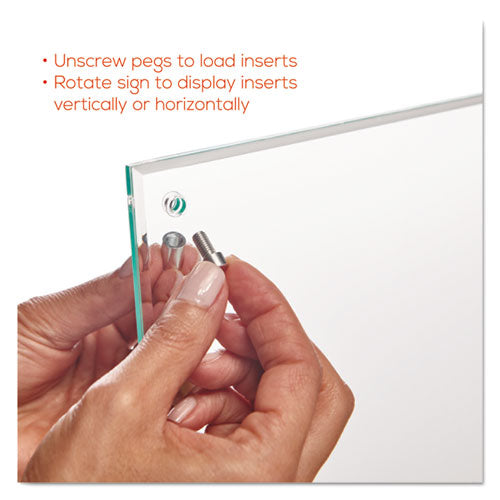 Image of deflecto® Superior Image Beveled Edge Sign Holder, Letter Insert, Clear/green-Tinted Edges