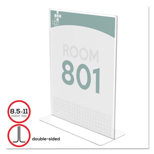 Image of deflecto® Superior Image Double Sided Sign Holder, 8.5 x 11 Insert, Clear