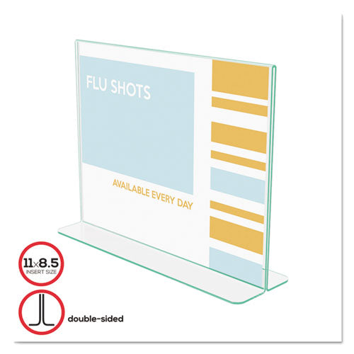 Image of deflecto® Superior Image Premium Green Edge Sign Holders, 11 x 8.5 Insert, Clear/Green