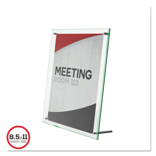 Image of deflecto® Superior Image Beveled Edge Sign Holder, Letter Insert, Clear/green-Tinted Edges