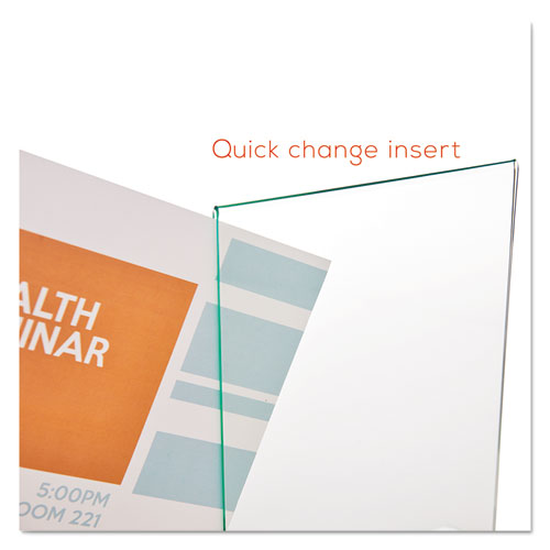 Image of deflecto® Superior Image Premium Green Edge Sign Holders, 8.5 x 11 Insert, Clear/Green