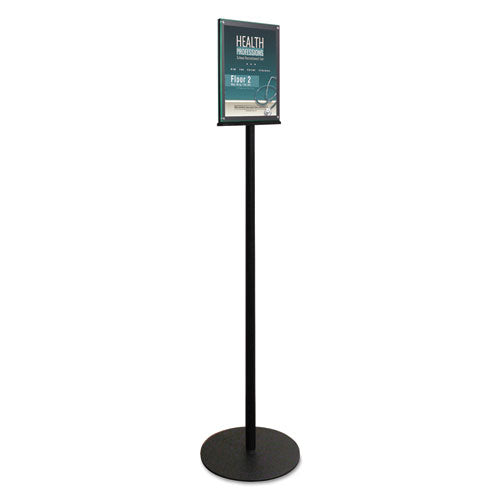 Image of deflecto® Double-Sided Magnetic Sign Display, 8.5 x 11 Insert, 56" Tall, Clear/Black