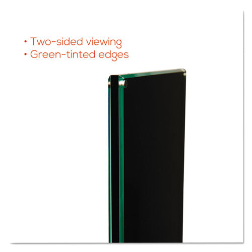 Image of deflecto® Double-Sided Magnetic Sign Display, 8.5 x 11 Insert, 56" Tall, Clear/Black