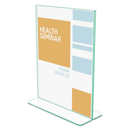 Image of deflecto® Superior Image Premium Green Edge Sign Holders, 8.5 x 11 Insert, Clear/Green