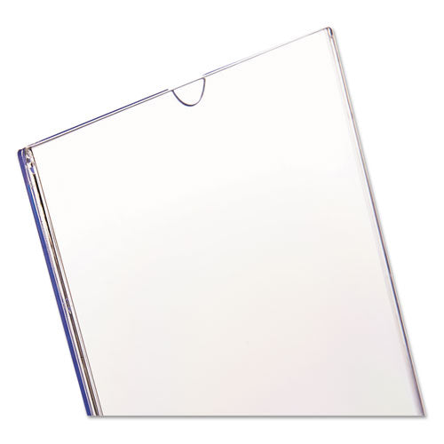 Image of deflecto® Superior Image Slanted Sign Holder, Portrait, 5 X 7 Insert, Clear