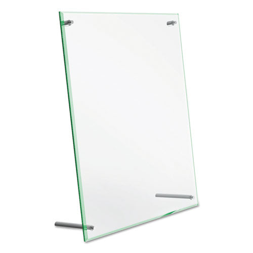 Image of deflecto® Superior Image Beveled Edge Sign Holder, Letter Insert, Clear/green-Tinted Edges