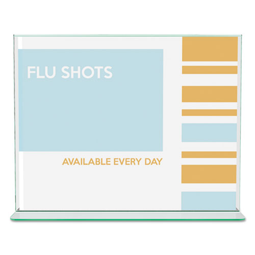 Image of deflecto® Superior Image Premium Green Edge Sign Holders, 11 x 8.5 Insert, Clear/Green