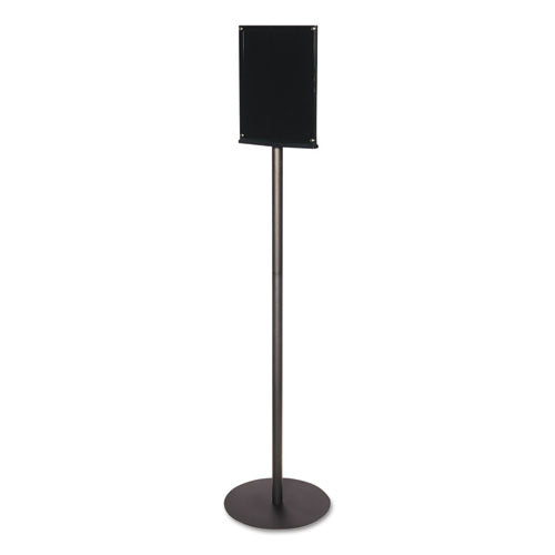 Image of deflecto® Double-Sided Magnetic Sign Display, 8.5 x 11 Insert, 56" Tall, Clear/Black