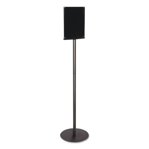 Image of deflecto® Double-Sided Magnetic Sign Display, 8.5 x 11 Insert, 56" Tall, Clear/Black